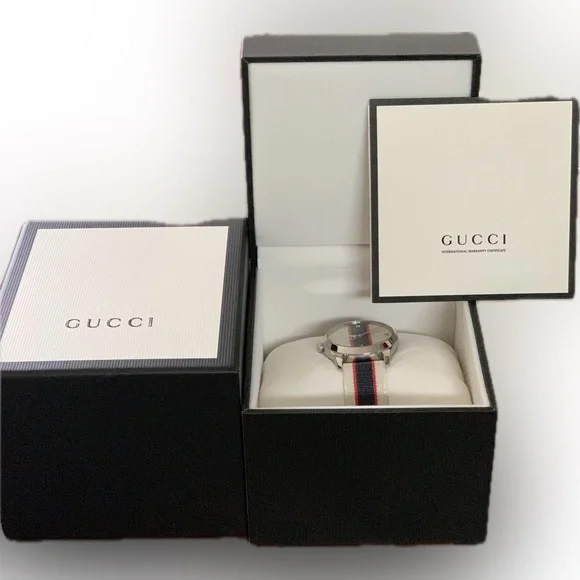 Gucci G-Timeless 38mm White/Red/Blue Unisex Watch.Model Number YA1264071 NWT